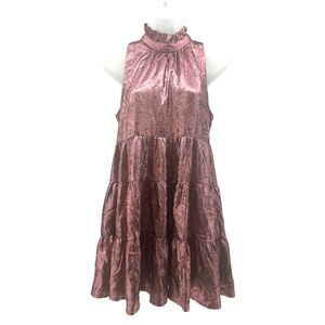 Pants Store Chic High-Neck Sleeveless Dress in deep metallic rose